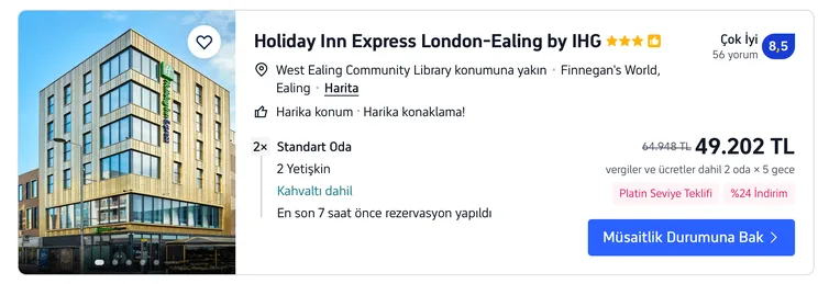 A hotel price discount in listings specific to platinum level