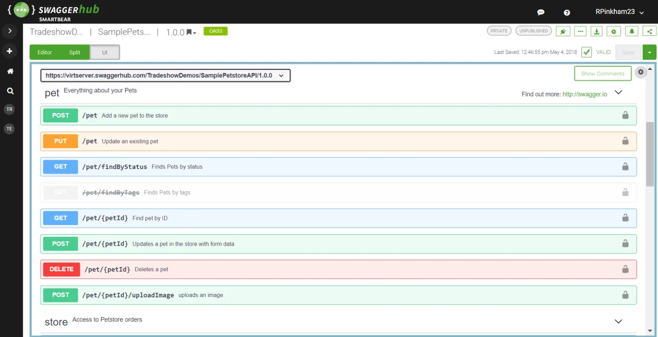 Using the Swagger API test interface