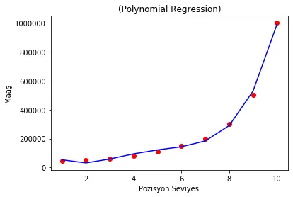 Polynomial regression analysis on the dataset (blue line)